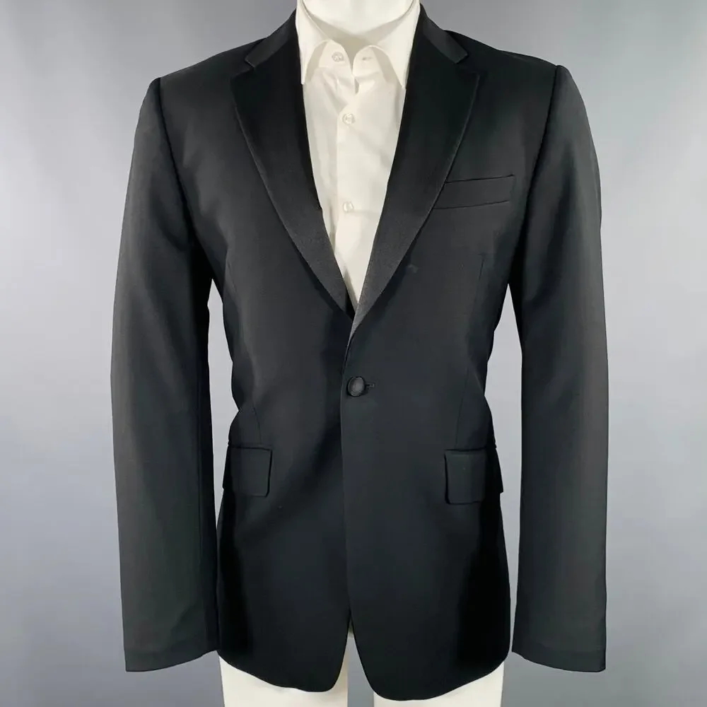 PAUL SMITH Size 38 Black Wool Mohair Tuxedo Sport Coat